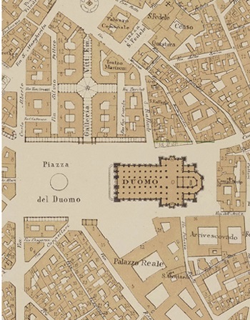 Mappa del 1884 attorno al Duomo, Brenna–Vallardi